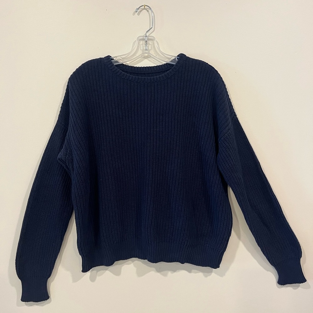 Los Angeles Apparel Navy Fisherman Knit Sweater